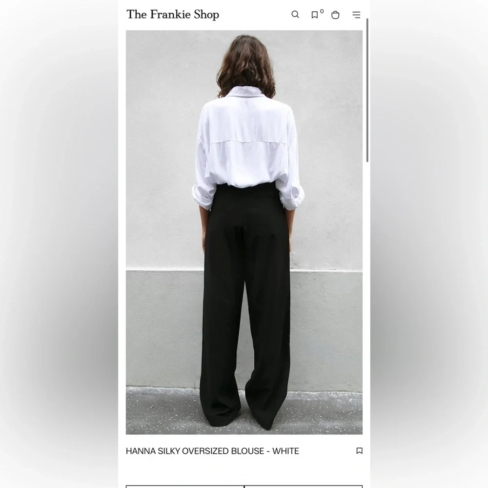 The Frankie Shop Hanna Silky Oversized Button Down Shirt Sz XS/S in White - Picture 2 of 9